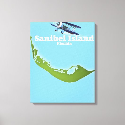 Sanibel Island Florida kaart Canvas Afdruk (Voorkant)