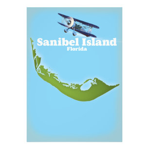 Sanibel Island Florida kaart Foto Afdruk