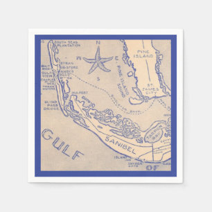 Sanibel Island Florida Kaart Napkin Servet