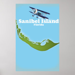 Sanibel Island Florida-kaart Poster