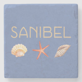 Sanibel Island Florida met schelpen Stenen Onderzetter