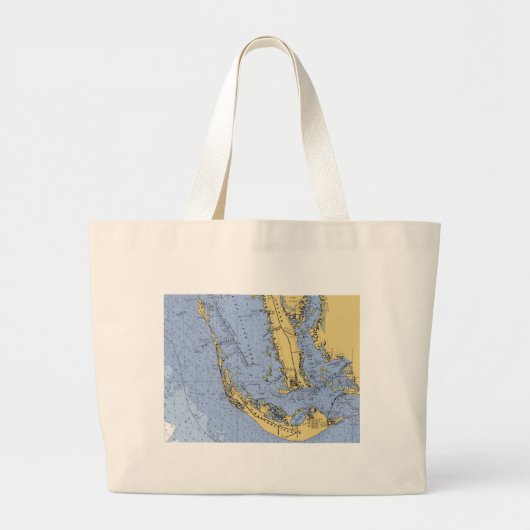Sanibel Island Florida Nautical Chart Beach Bag Grote Tote Bag (Voorkant)