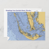 Sanibel Island Florida Nautical Chart Briefkaart (Voorkant / Achterkant)