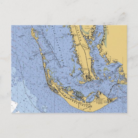 Sanibel Island Florida Nautical Chart Briefkaart (Voorkant)