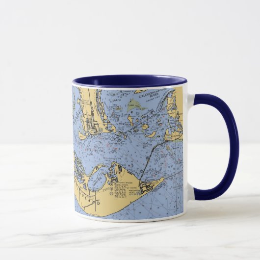 Sanibel Island, Florida Nautical Chart Coffee Mok (Rechts)