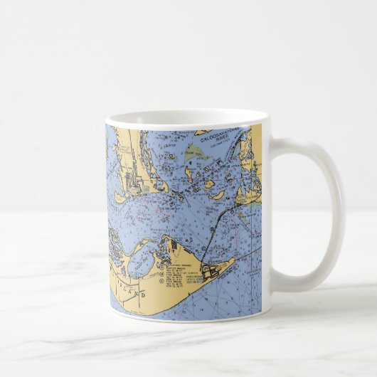 Sanibel Island, Florida Nautical Chart Coffee Mok (Rechts)