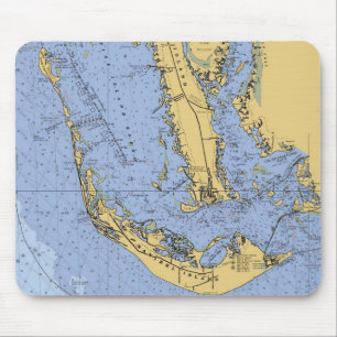 Sanibel Island Florida Nautical Chart Mousepad Muismat