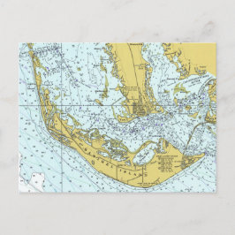 Sanibel Island Florida Nautical Map Briefkaart
