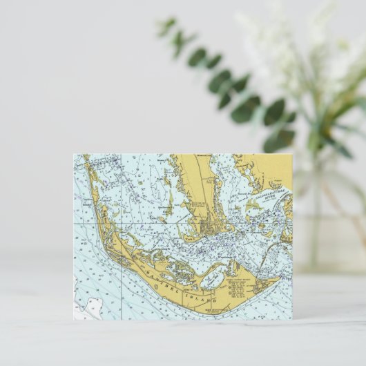Sanibel Island Florida Nautical Map Briefkaart (Staand voorkant)