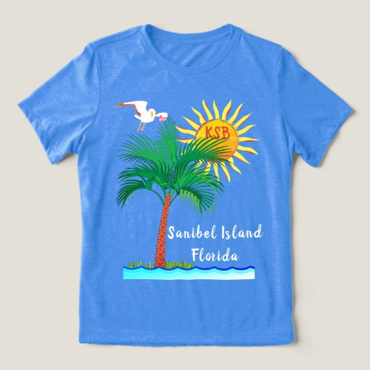 Sanibel Island Florida Palm Tree en Sunshine Tri-Blend Shirt (Design voorkant)