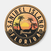 Sanibel Island Florida Retro Sunset Souvenirs Magneet (Voorkant)