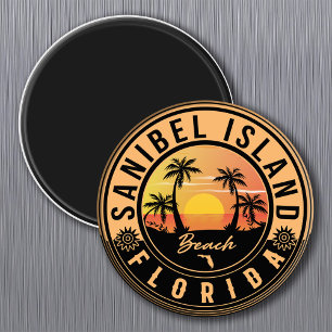 Sanibel Island Florida Retro Sunset Souvenirs Magneet
