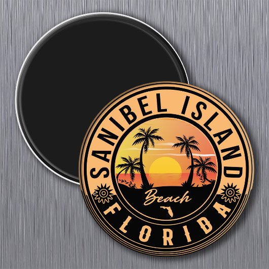 Sanibel Island Florida Retro Sunset Souvenirs Magneet