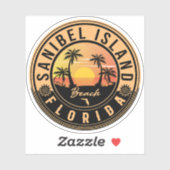 Sanibel Island Florida Retro Sunset Souvenirs Sticker (Vel)