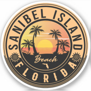 Sanibel Island Florida Retro Sunset Souvenirs Sticker