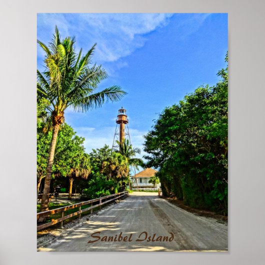 Sanibel Island Florida Vuurtoren Printable Art Poster (Voorkant)