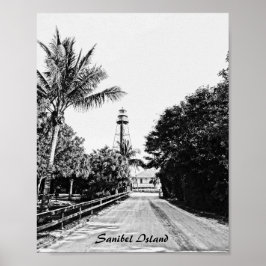 Sanibel Island Florida Vuurtoren Printable Art Poster