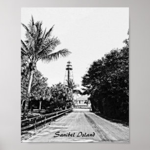 Sanibel Island Florida Vuurtoren Printable Art Poster