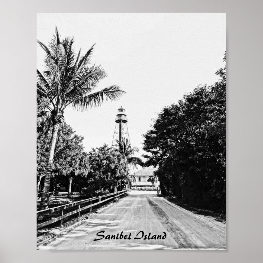 Sanibel Island Florida Vuurtoren Printable Art Poster (Voorkant)