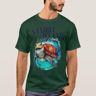 Sanibel Island Florida Waterverf Happy Zee Turtle T-shirt