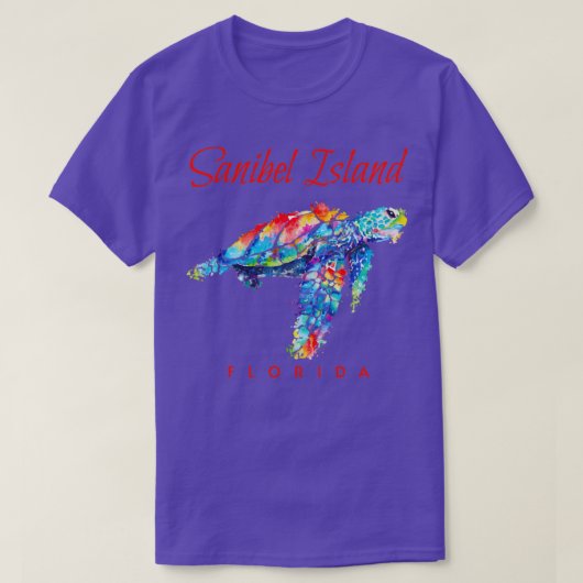 Sanibel Island Florida Waterverf Zee Schildpad T-shirt (Design voorkant)