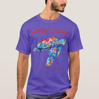 Sanibel Island Florida Waterverf Zee Schildpad T-shirt