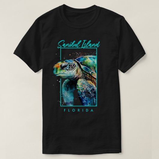 Sanibel Island Florida Waterverf Zee Turtle Port T-shirt (Design voorkant)