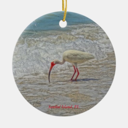 Sanibel Island Florida White Ibis Tropical Bird Keramisch Ornament (Voorkant)