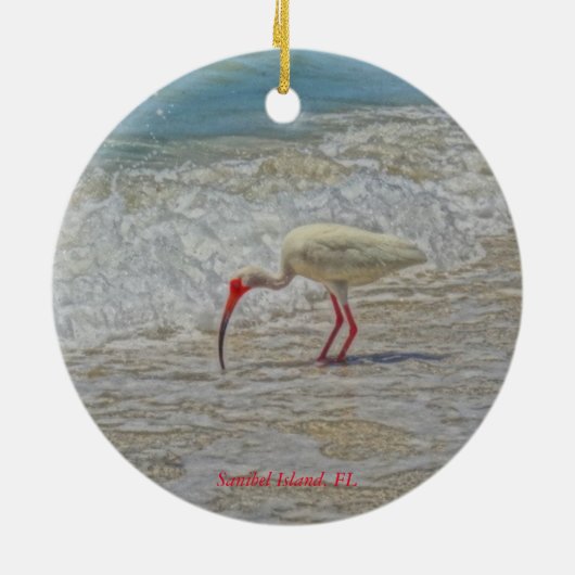 Sanibel Island Florida White Ibis Tropical Bird Keramisch Ornament (Achterkant)