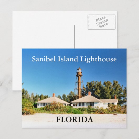 Sanibel Island Lighthouse, Briefkaart van Florida (Voorkant / Achterkant)