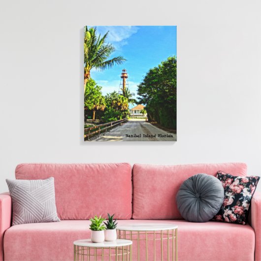 Sanibel Island Lighthouse Florida Golfkust Canvas Afdruk (Insitu (Woonkamer))