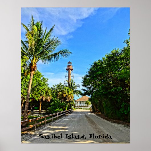 Sanibel Island Lighthouse Florida Golfkust Poster (Voorkant)