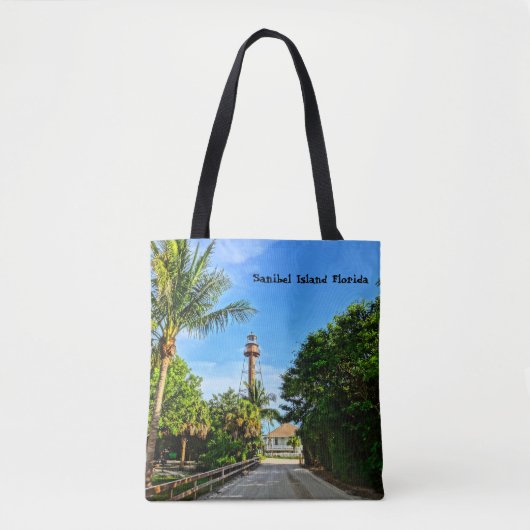 Sanibel Island Lighthouse Florida Golfkust Tote Bag (Voorkant)