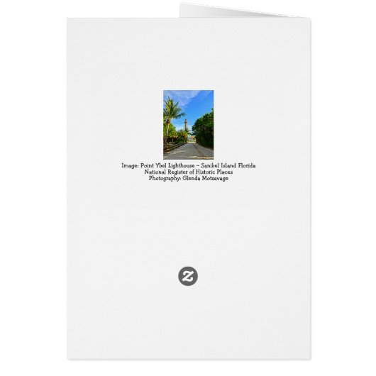 Sanibel Island Lighthouse Florida Gulf Coast Kaart (Achterkant)