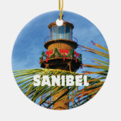 Sanibel Island Lighthouse Kerstmis Keramisch Ornament (Voorkant)