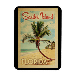 Sanibel Island Palm Tree Vintage Travel Magneet