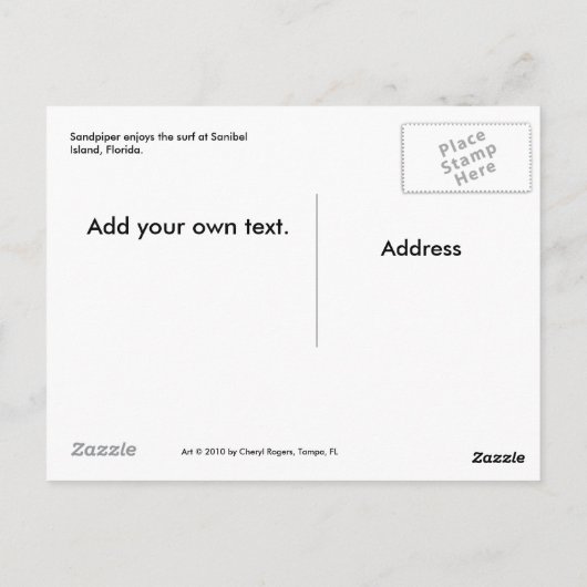 Sanibel Island Sandpiper Briefkaart (Achterkant)