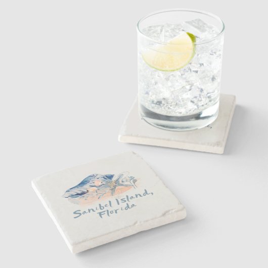 Sanibel Island Seashells Stenen Onderzetter (Zijkant)