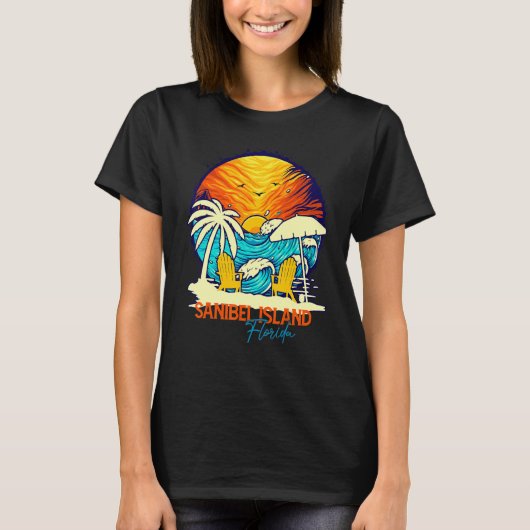 Sanibel Island Sunset Florida Vacation Couples Fam T-shirt (Voorkant)