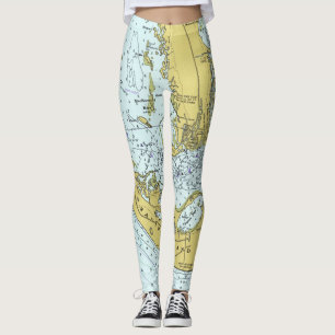 Sanibel Island vintage zeekaart Leggings