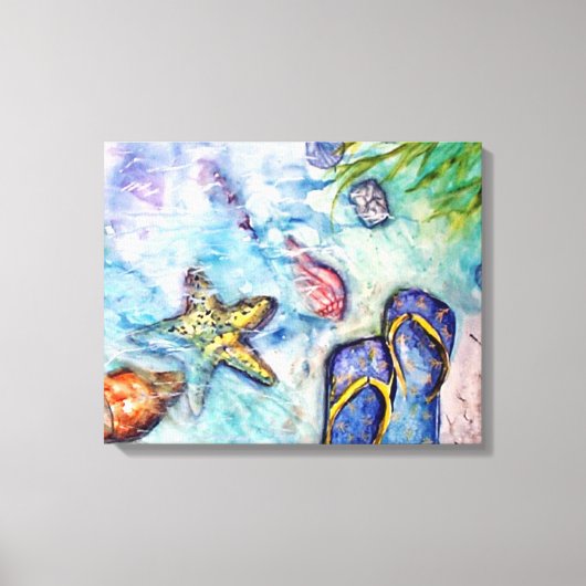 Sanibel Sandals Florida Waterverf kunst Canvas Afdruk (Voorkant)