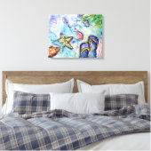 Sanibel Sandals Florida Waterverf kunst Canvas Afdruk (Insitu (Slaapkamer))