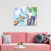 Sanibel Sandals Florida Waterverf kunst Canvas Afdruk (Insitu (Woonkamer))