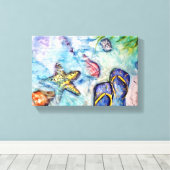 Sanibel Sandals Florida Waterverf kunst Canvas Afdruk (Insitu (Houten vloer))