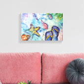 Sanibel Sandals Florida Waterverf kunst Canvas Afdruk (Insitu (Woonkamer))