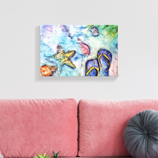 Sanibel Sandals Florida Waterverf kunst Canvas Afdruk (Insitu (Woonkamer))