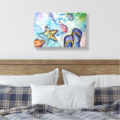 Sanibel Sandals Florida Waterverf kunst Canvas Afdruk (Insitu (Slaapkamer))