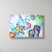 Sanibel Sandals Florida Waterverf kunst Canvas Afdruk (Voorkant)