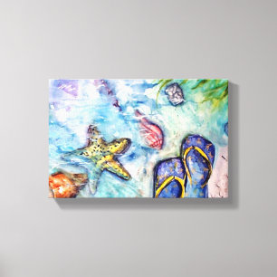Sanibel Sandals Florida Waterverf kunst Canvas Afdruk