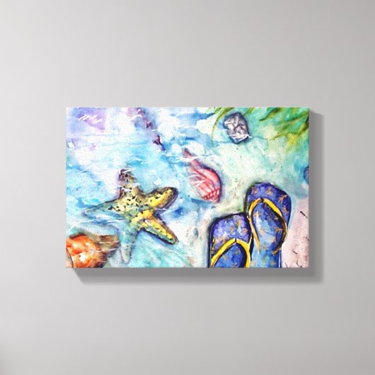 Sanibel Sandals Florida Waterverf kunst Canvas Afdruk (Voorkant)